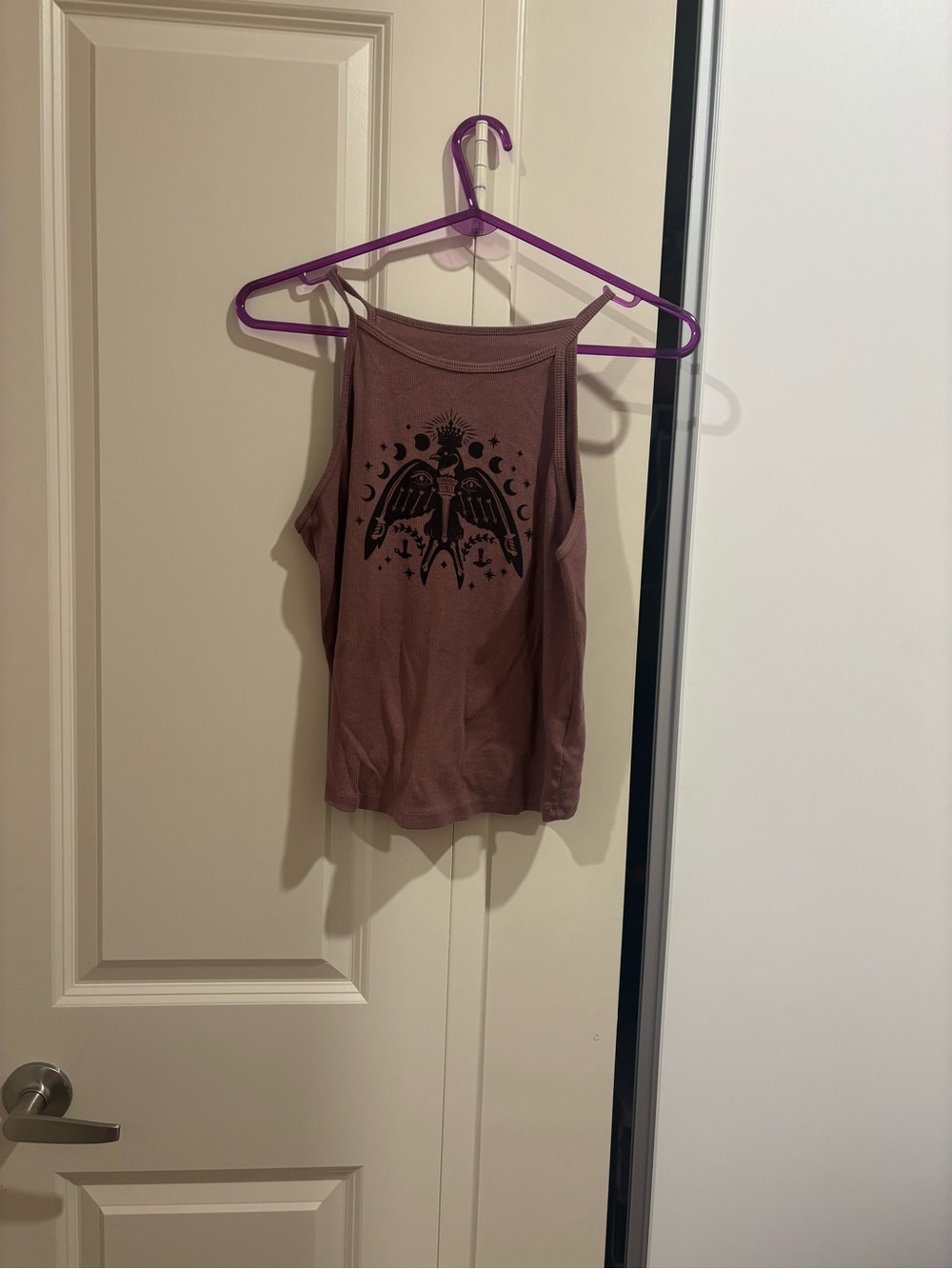 Women’s Mauve Graphic Halter Tank Top crop